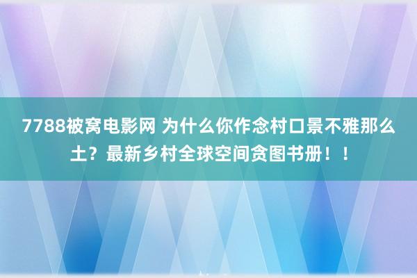 7788被窝电影网 为什么你作念村口景不雅那么土？最新乡村全球空间贪图书册！！