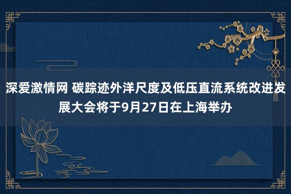 深爱激情网 碳踪迹外洋尺度及低压直流系统改进发展大会将于9月27日在上海举办