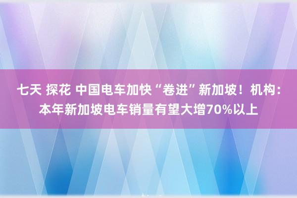 七天 探花 中国电车加快“卷进”新加坡！机构：本年新加坡电车销量有望大增70%以上