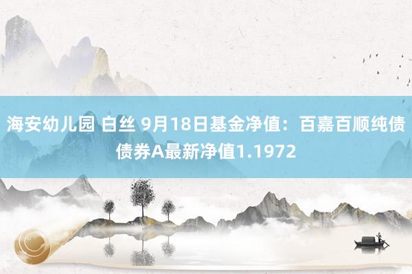 海安幼儿园 白丝 9月18日基金净值：百嘉百顺纯债债券A最新净值1.1972