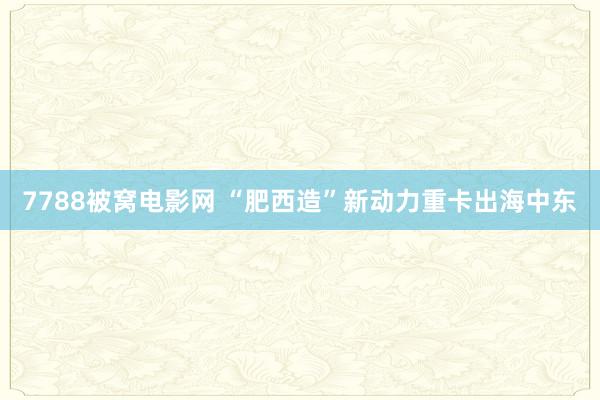 7788被窝电影网 “肥西造”新动力重卡出海中东