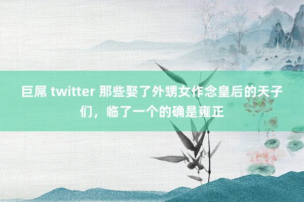 巨屌 twitter 那些娶了外甥女作念皇后的天子们，临了一个的确是雍正