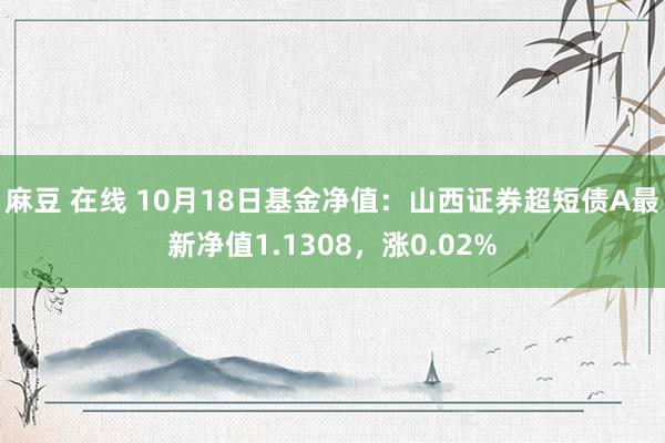 麻豆 在线 10月18日基金净值：山西证券超短债A最新净值1.1308，涨0.02%