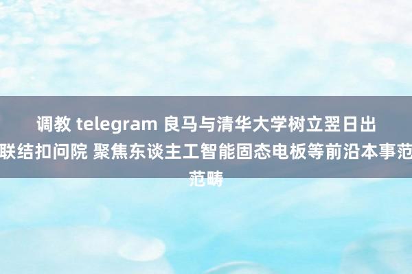 调教 telegram 良马与清华大学树立翌日出行联结扣问院 聚焦东谈主工智能固态电板等前沿本事范畴