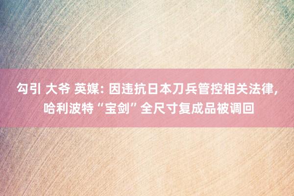 勾引 大爷 英媒: 因违抗日本刀兵管控相关法律， 哈利波特“宝剑”全尺寸复成品被调回