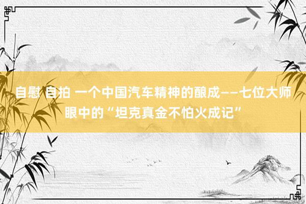 自慰 自拍 一个中国汽车精神的酿成——七位大师眼中的“坦克真金不怕火成记”