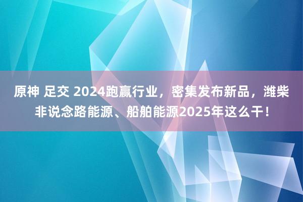 原神 足交 2024跑赢行业，密集发布新品，潍柴非说念路能源、船舶能源2025年这么干！