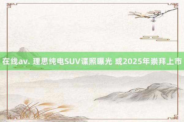 在线av. 理思纯电SUV谍照曝光 或2025年崇拜上市