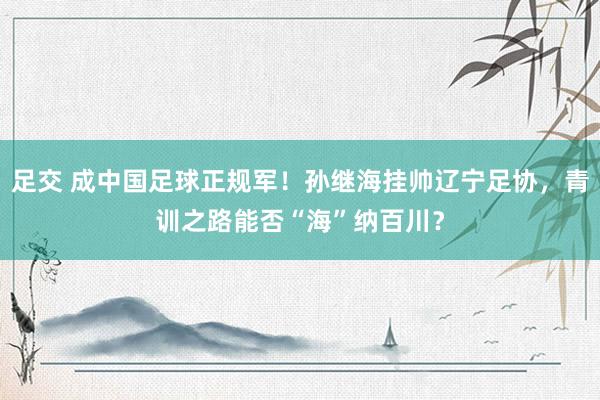 足交 成中国足球正规军！孙继海挂帅辽宁足协，青训之路能否“海”纳百川？