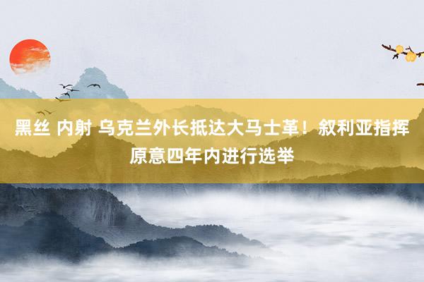 黑丝 内射 乌克兰外长抵达大马士革！叙利亚指挥原意四年内进行选举